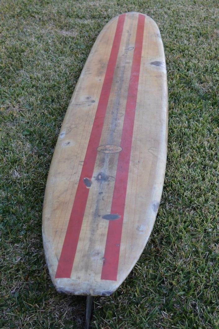 9'4 1960s Greg Noll Slot Bottom Chubby Logo Longboard Surfboard