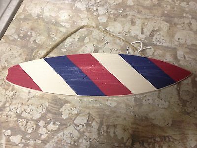 NEW Diagonal Stripe Surfboard Tropical Beach Surfing  Wood Sign with Rope Hanger