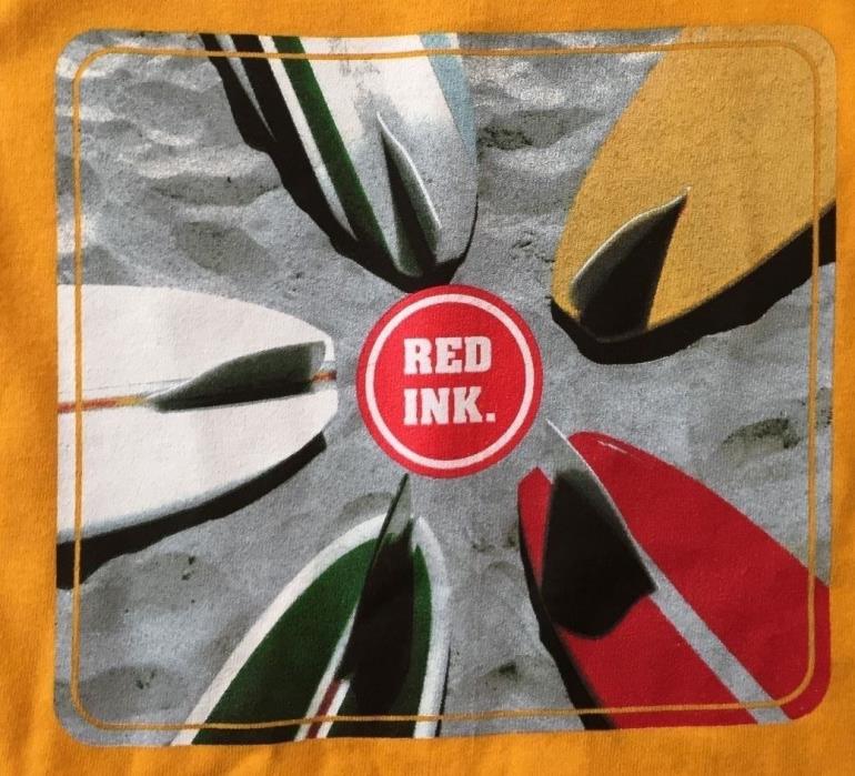 Vintage Hap Jacobs Surfboard Fin Surfing Hermosa Beach Grannis Photo Red Ink XXL