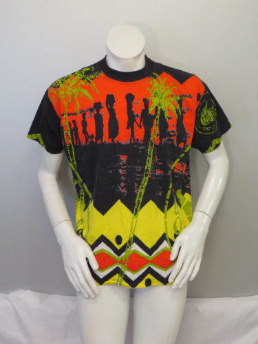 Vintage Body Glove Shirt - Everywhere Tribal Graphic Rasta Colours - Men's Small