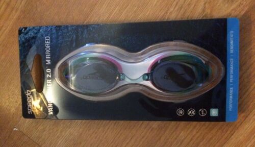 NEW Speedo Vanquisher 2.0 Plus Mirrored Goggles go fit RAINBOW MULTI-COLOR