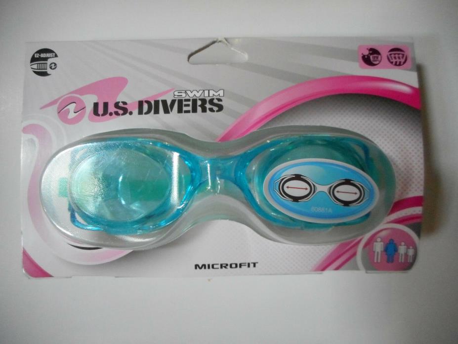 New US Divers Microfit Blue Swim Goggles with EZ adjust band