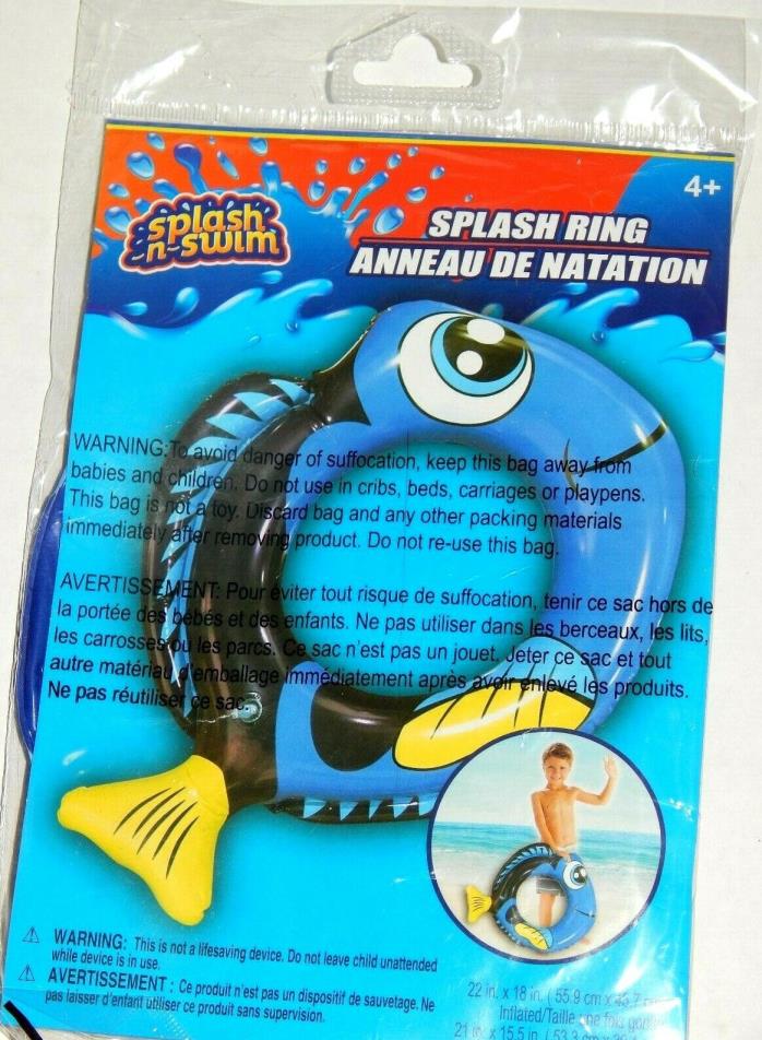 Splash Ring Spash N Swim Pool Beach Summer Toy Childrens Float Blue Fish