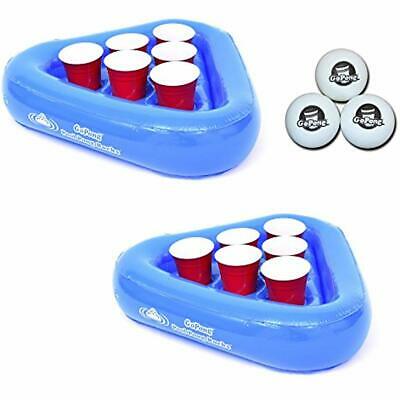 Pool Categories Pong Rack Floating Beer Set, Includes 2 Rafts And 3 Balls Game