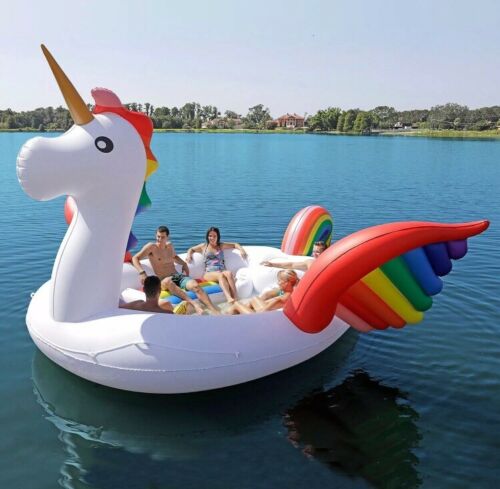 New Huge Unicorn 6 Person Giant Floating Party Island Float Lounge