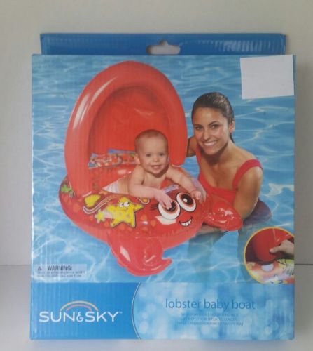 New! Sun & Sky Inflatable Lobster Baby Boat Tube Pool Float Red