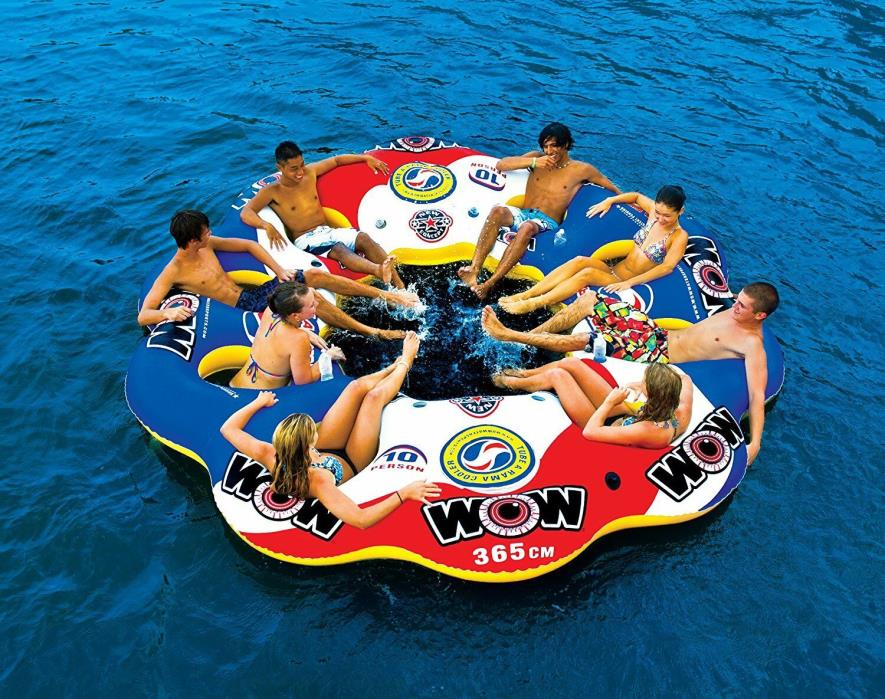 Huge 10 Person Inflatable Floating Island 12 Ft Round Raft Float Boat Lake NEW!