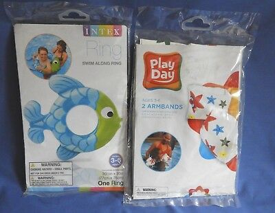 PLAY DAY ARMBANDS WATER WINGS FLOATIES & INTEX SWIM RING * INFLATABLE * NEW