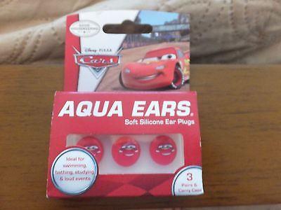 (3) Pairs-Aqua Ears Plugs-Disney  Cars -Soft, Reusable, Hypoallergenic