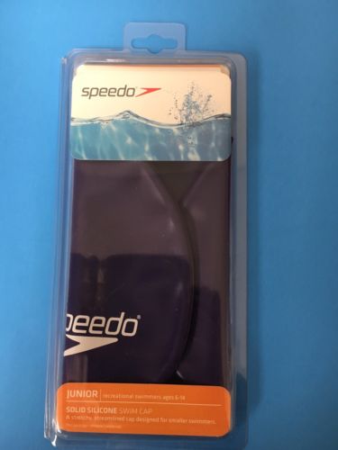 Speedo Junior Solid Silicone Swim Cap Ages 6-14 -- Purple - New