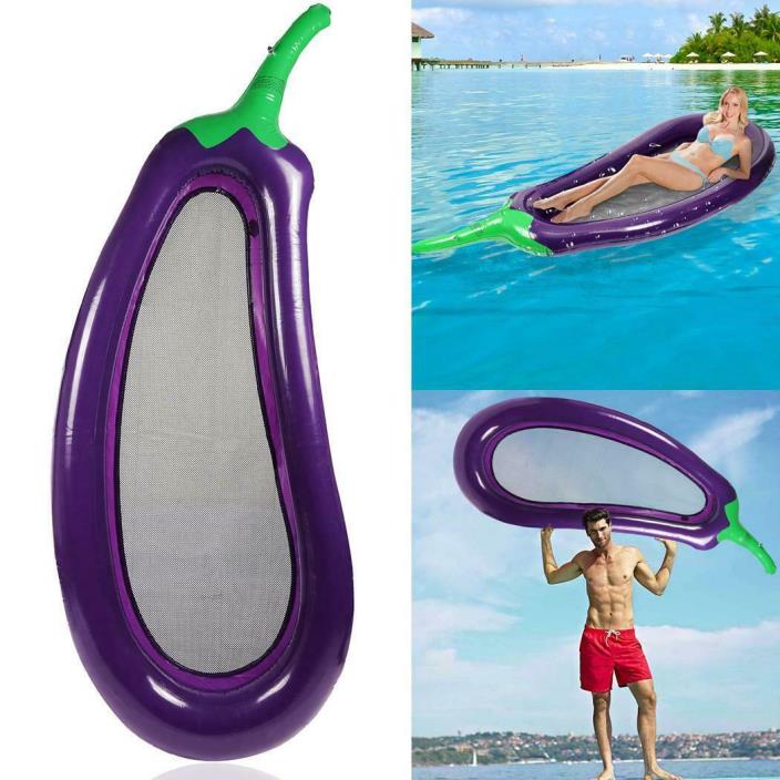 INFLATABLE SINGER LOUNGER BED FLOAT SWIMMING POOL Ring Eggplant 01