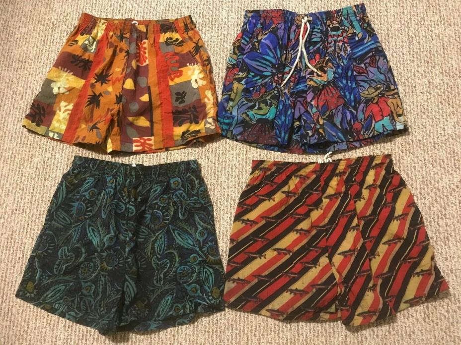 4 total vintage LEGGOONS usa made SWIM TRUCKS SHORTS (size adult L )