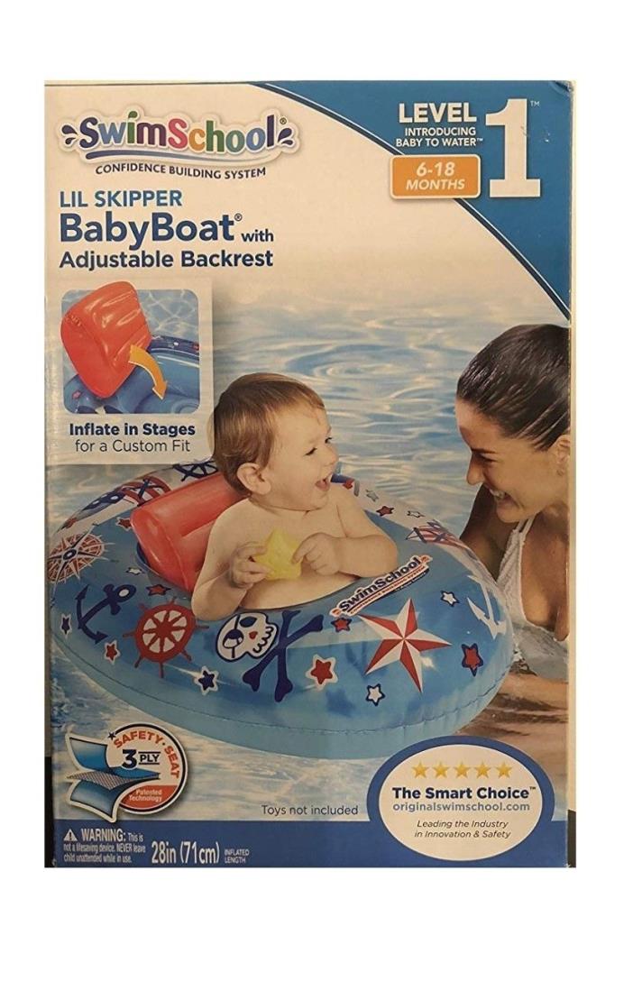 SwimSchool Little Skipper Baby Boat, Grow with Me Inflatable Pool Float, Safety
