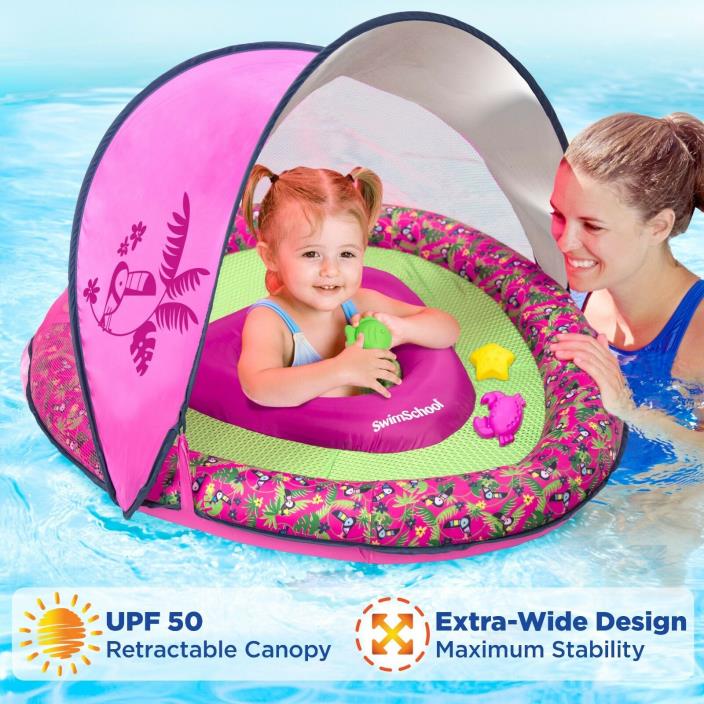 Inflatable Baby Boat Float Sunshade Sun Canopy Swimming Pool Floating Kids Water