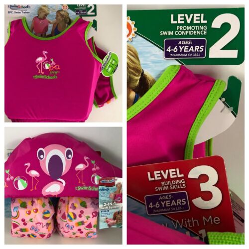Level 2 & 3  SIZE 4 5 6 SwimSchool Aqua Floats Pink Vest Arm Jacket Swimsuit