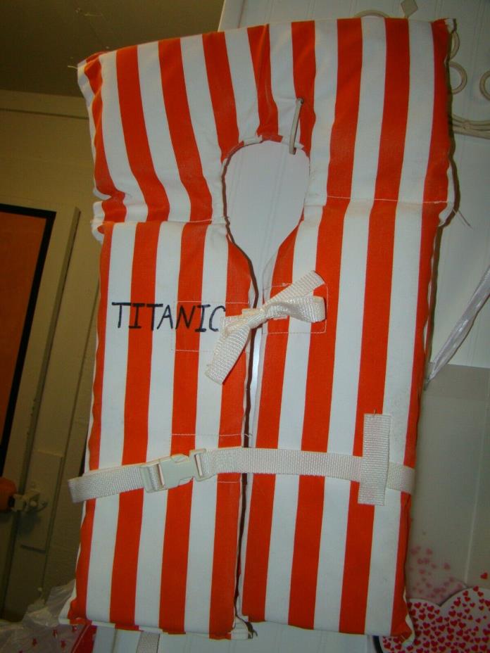 Vintage collectible Orange Striped Life Preserver~ Striped Vintage Life Vest