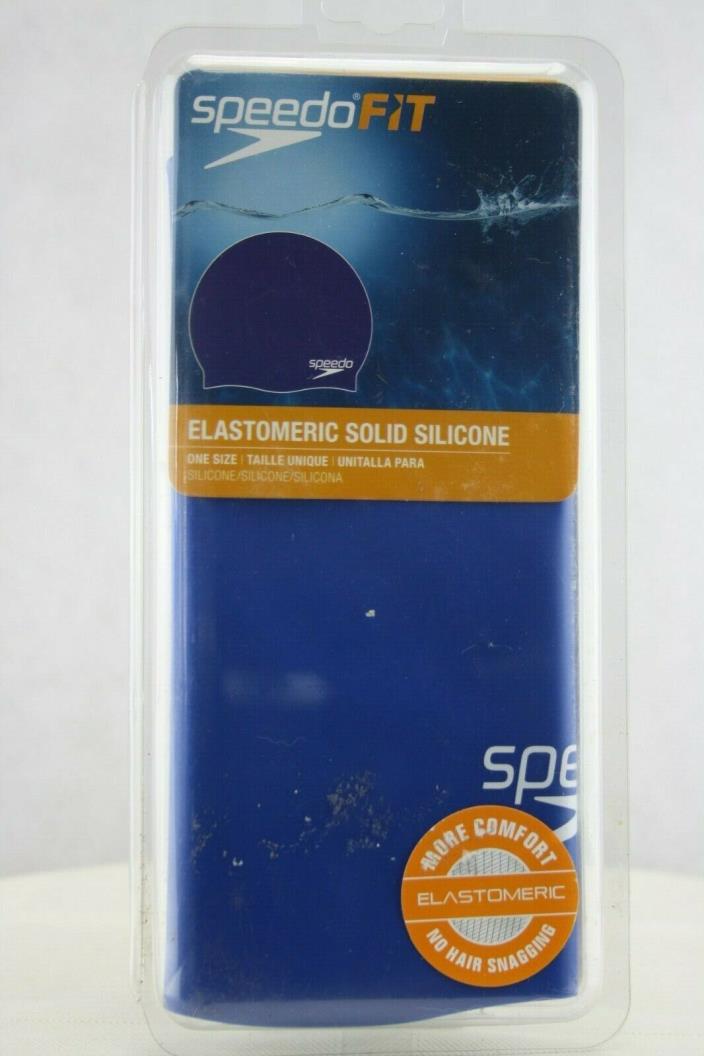 Speedo Elastomeric Solid Silicone Swim Cap, Adult One Size - Blue