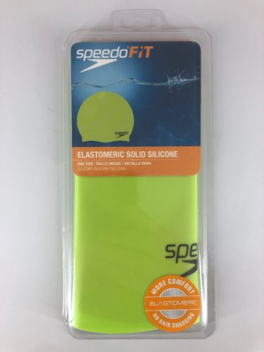 Speedo Elastomeric Solid Silicone Swim Cap, Sport Neon, One Size