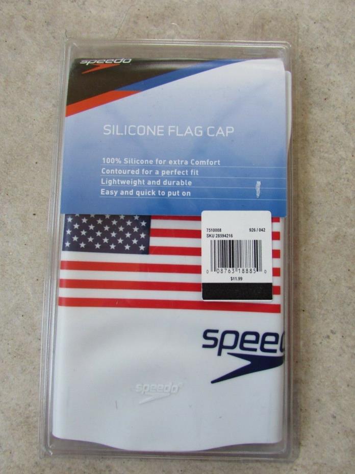 SPEEDO USA Flag Swimming Cap Silicone Adult One Size Stretch NEW