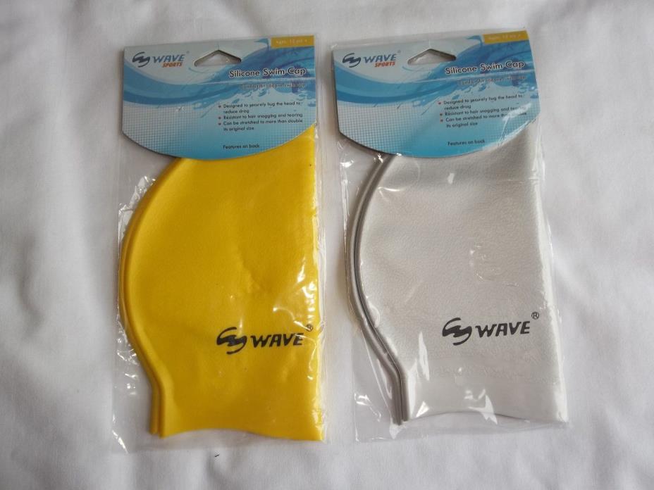Wave Sports Silicone Swim Cap Fits 12 year & Up Pic Yellow or  Silver  NEW