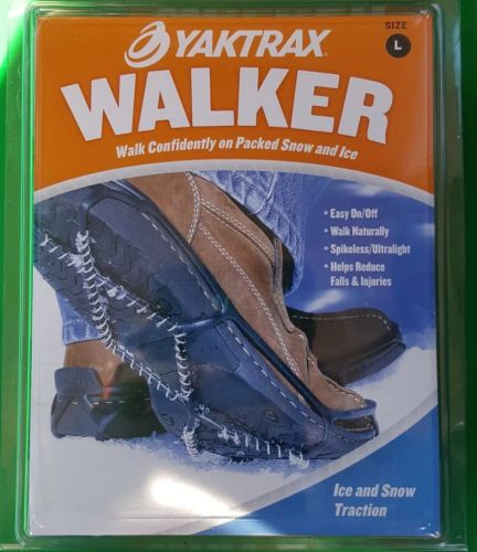 Yaktrax Walker Size L NEW Black Winter Over Shoe Spikeless Walking Ice Snow Lg
