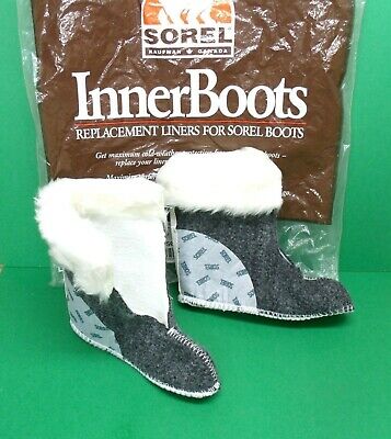 New Sorel NC-2 Pac Boot Liners with White Fur Snow Cuff - Childs/Juniors Size 10