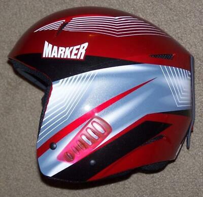 UNUSED MARKER SNOW HELMET, CHEETAH, RED, ADULT SIZE 54-XS