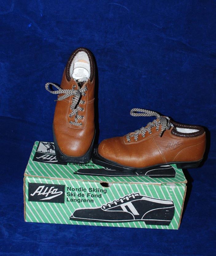Vintage Women's ALFA Norway Leather Cross Country Nordic Ski Boots 36