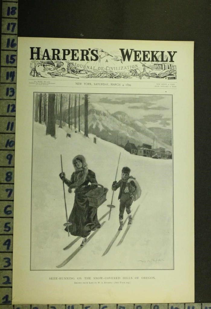 1899 SPORT WOMEN CROSS COUNTRY SKI OREGON BASKET STORE ILLUS ROGERS COVER RG17