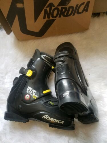 Nordica 320mm Mens Size 10 Lateral Power Anatomical Flex Ski Boots Yellow Black