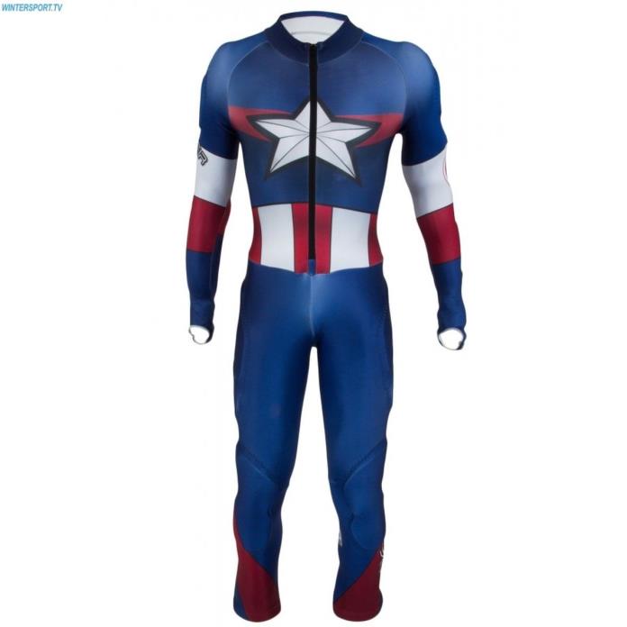 *NEW* Spyder Padded GS Ski Race Suit *Captain America*Men's Large L Adult Speed