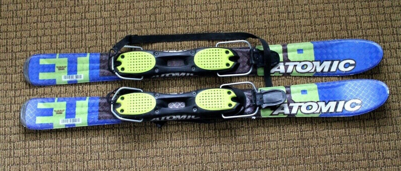 Atomic 99CM Short Ski Snowblades Adjustable Bindings Blue Green Snow Blades