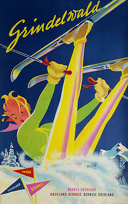 Vintage poster Ski Grindelwald Switzerland Martin PEIKERT 13 x 19 Giclee Print