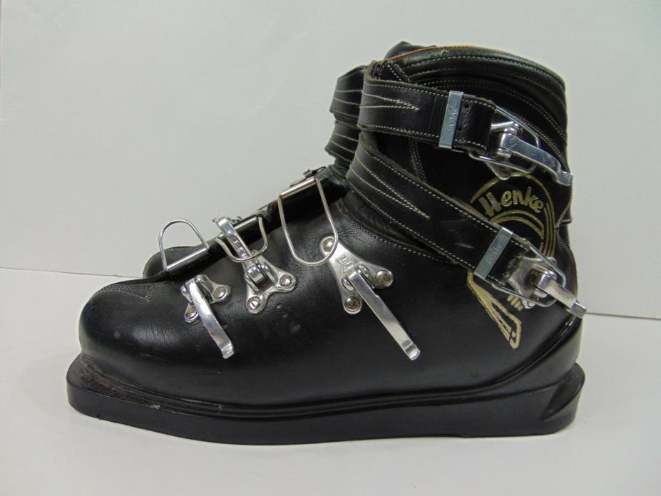 Vintage HENKE Alpine Downhill Leather Ski Boots Black Switzerland 60s 50s