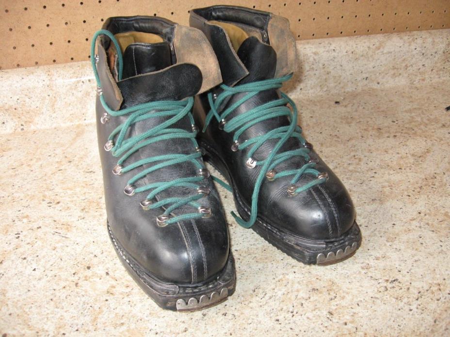 VTG 50's Ski Boots Humanic Black Leather sz 10 1/2  COLLECTOR QUALITY