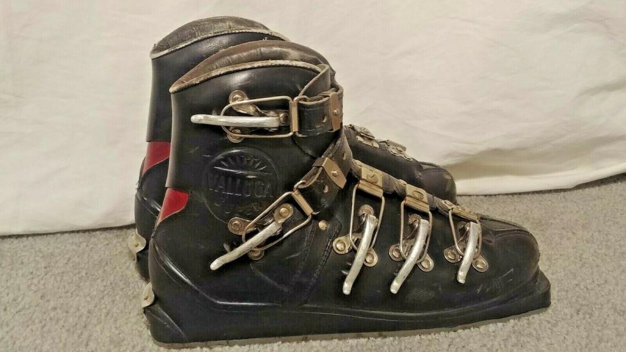 Vintage Valluga Super Austrian Leather 5-Buckle Downhill Ski Boots - Rare