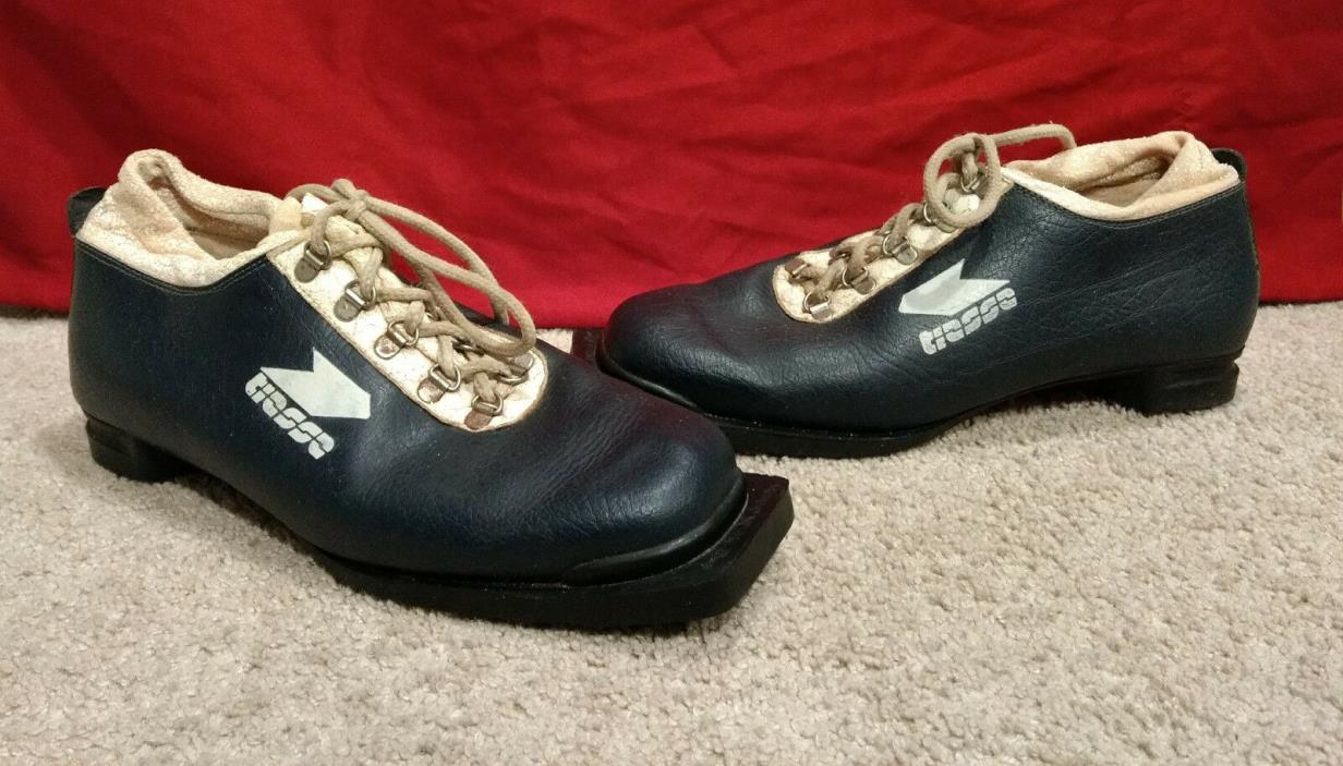 Vintage/Retro Tiesse Mens Ski Shoes-Nordic Norm 75-Dark Navy Blue/White-Sz 10