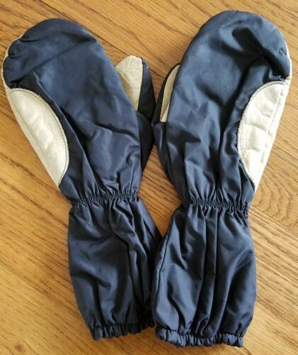 Vintage 1954 Pair of Black Ski Gloves With Leather Palms