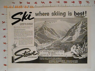1956 Stowe vermont Mansfield Association downhill skiing AD ski resort New York