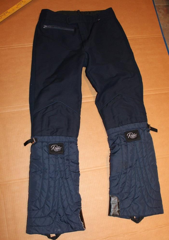 womens M ski pants, vintage Roffe, blue, wool, padded knees medium