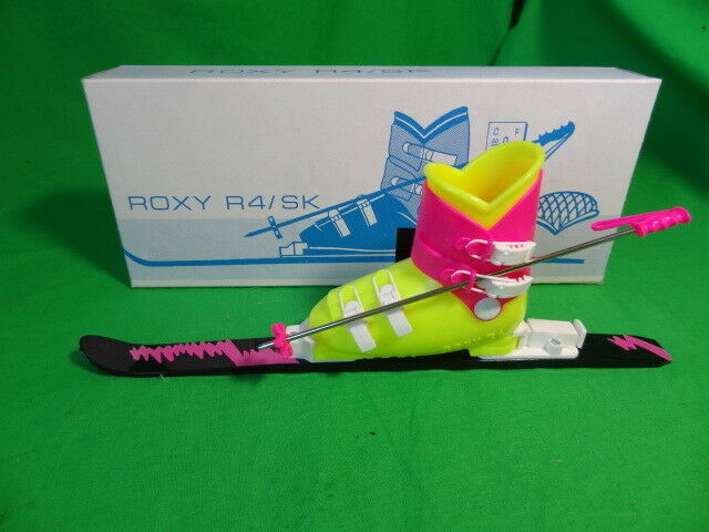 Vintage 1980's Pink Yellow Souvenir Roxy R4 Mini Ski Boot Pole - Austria Made