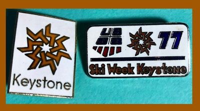 Vintage '77 Keystone Ski Week-USSA-Keystone & Keystone Logo - 2 Skiing Pins