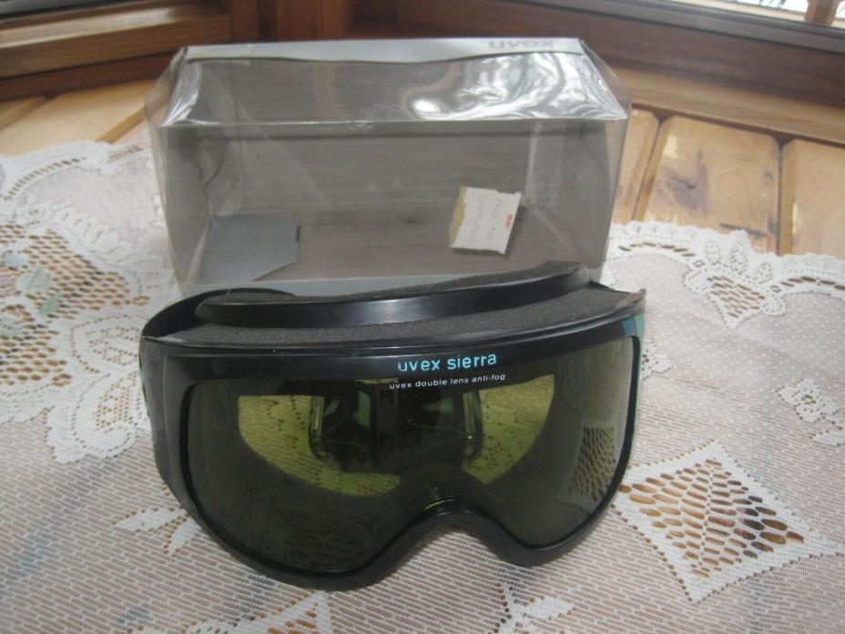 Vintage UVEX Double Lens Anti-Fog SIERRA Black Green GOGGLES Unworn?? USA