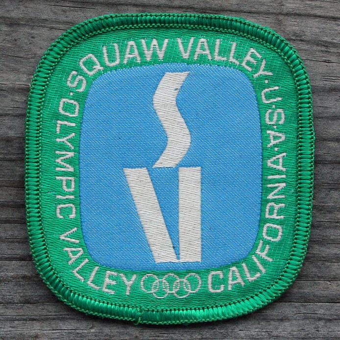 SQUAW VALLEY Vintage Ski Patch Skiing Travel CA Lake TAHOE Olympics Green SV