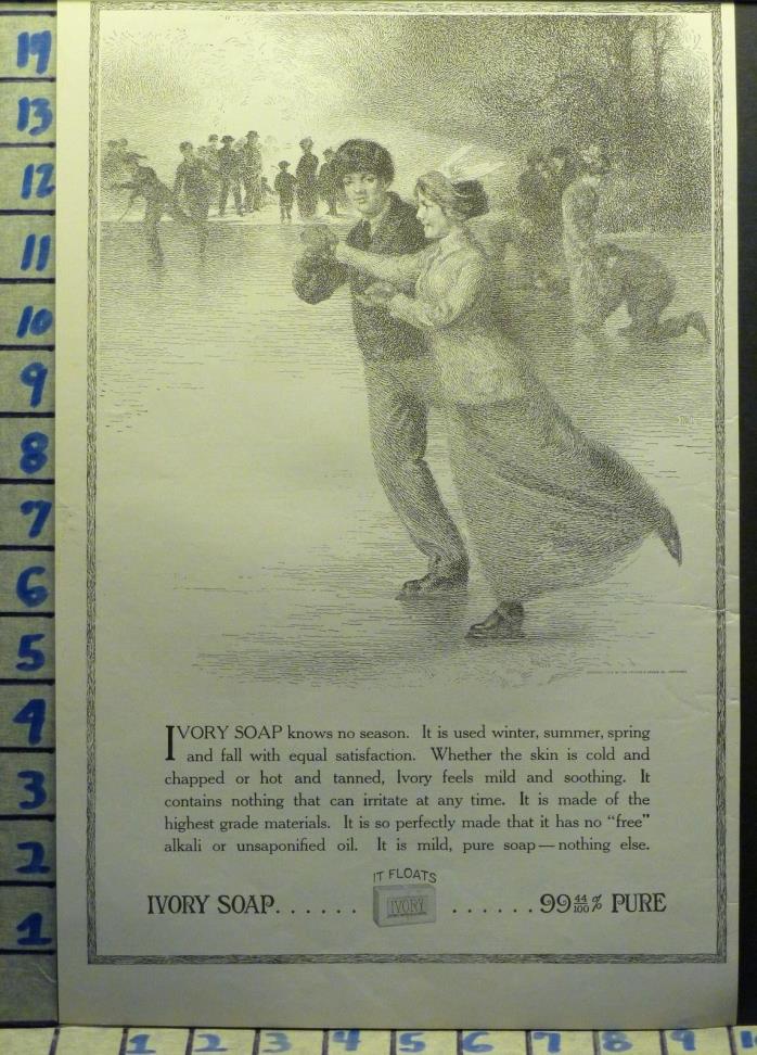 1915 IVORY SOAP WOMEN OUTDOOR SKATE ICE WINTER POND SPORT    S76