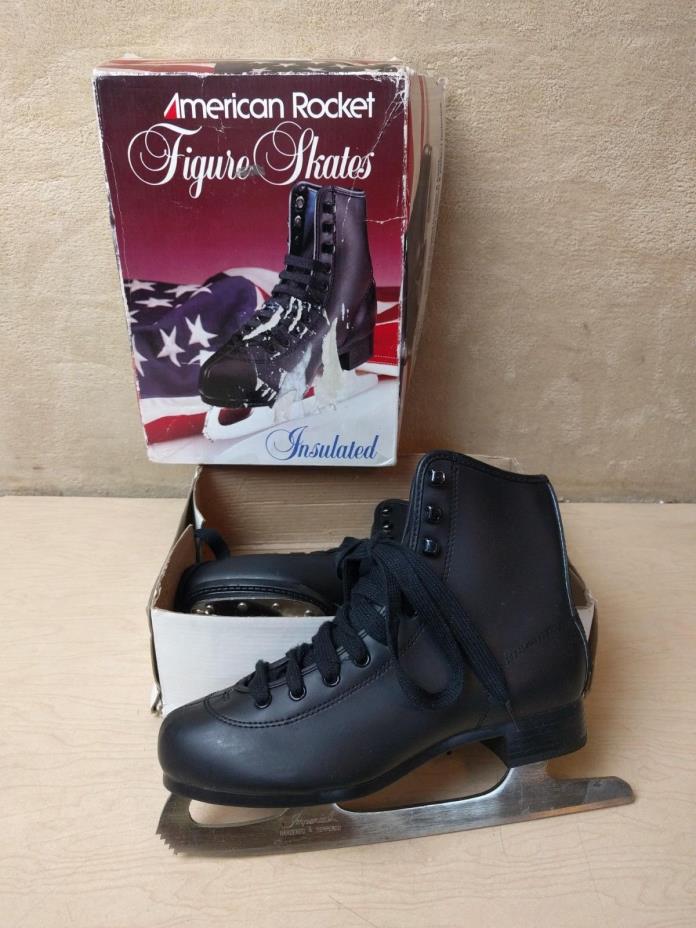 American Rocket~Insulated~Figure Skates~boys~Vinyl~Black~4~GUC~517