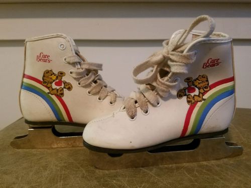 Care Bears Vintage 1983 Double Blade Ice Skates Youth Junior Size 10 Kids 10J
