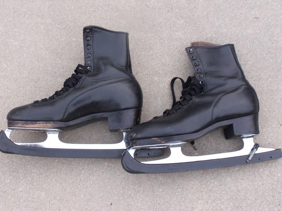 Vintage leather  figure Ice Skates / Sheffield Blades Size 6 1/2 N