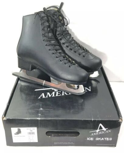 American Mens 552 Tricot Lined Figure Skate Black Size 10 M Lace Up Skating Rink