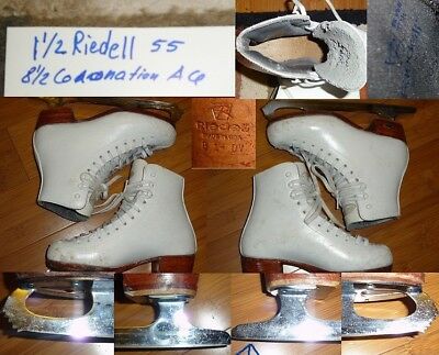 Riedell 55 Ice Skates with size 8.5 Wilson Coronation Ace Girls Size 1.5 #2a